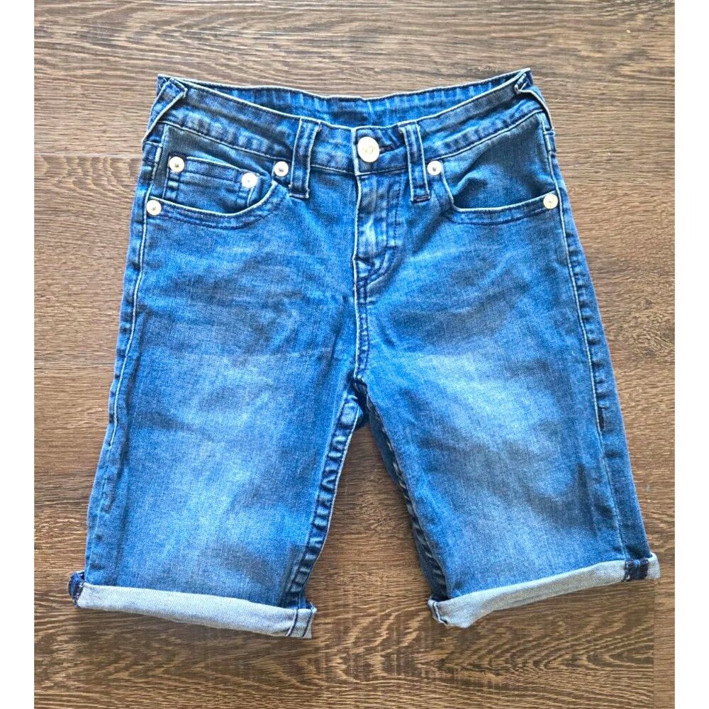 True Religion Girls Blue Denim Cut-Off Shorts Size 12 8" Inseam